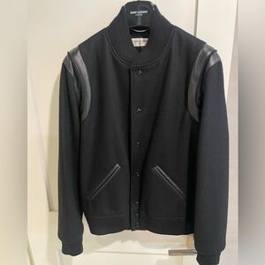 YSL Teddy Jacket.  Color black on black.  Size 52.